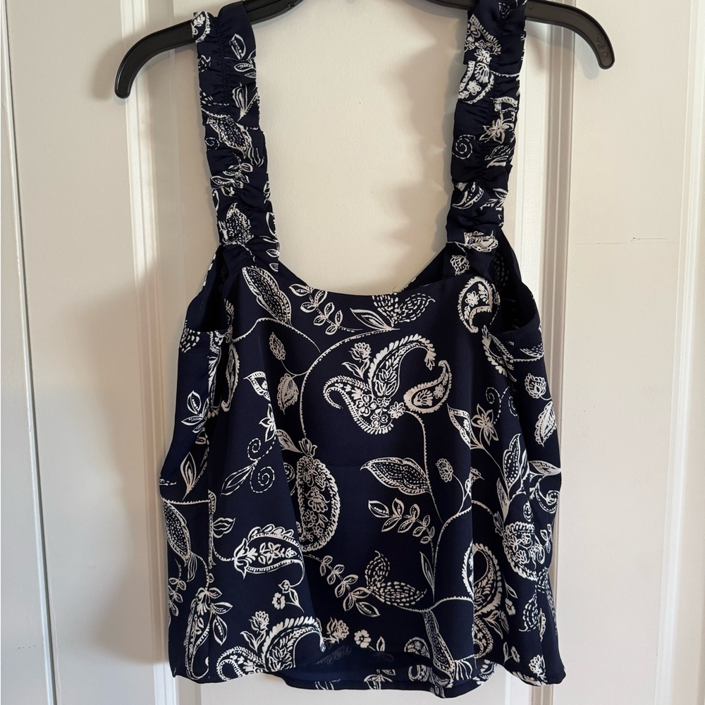 Express Ruffled Blue Tank Top - Picture 5 of 5